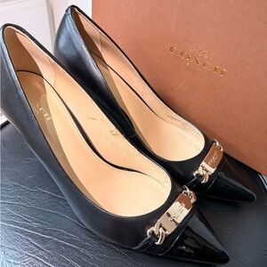 Coach Black Leather Women's Heels
